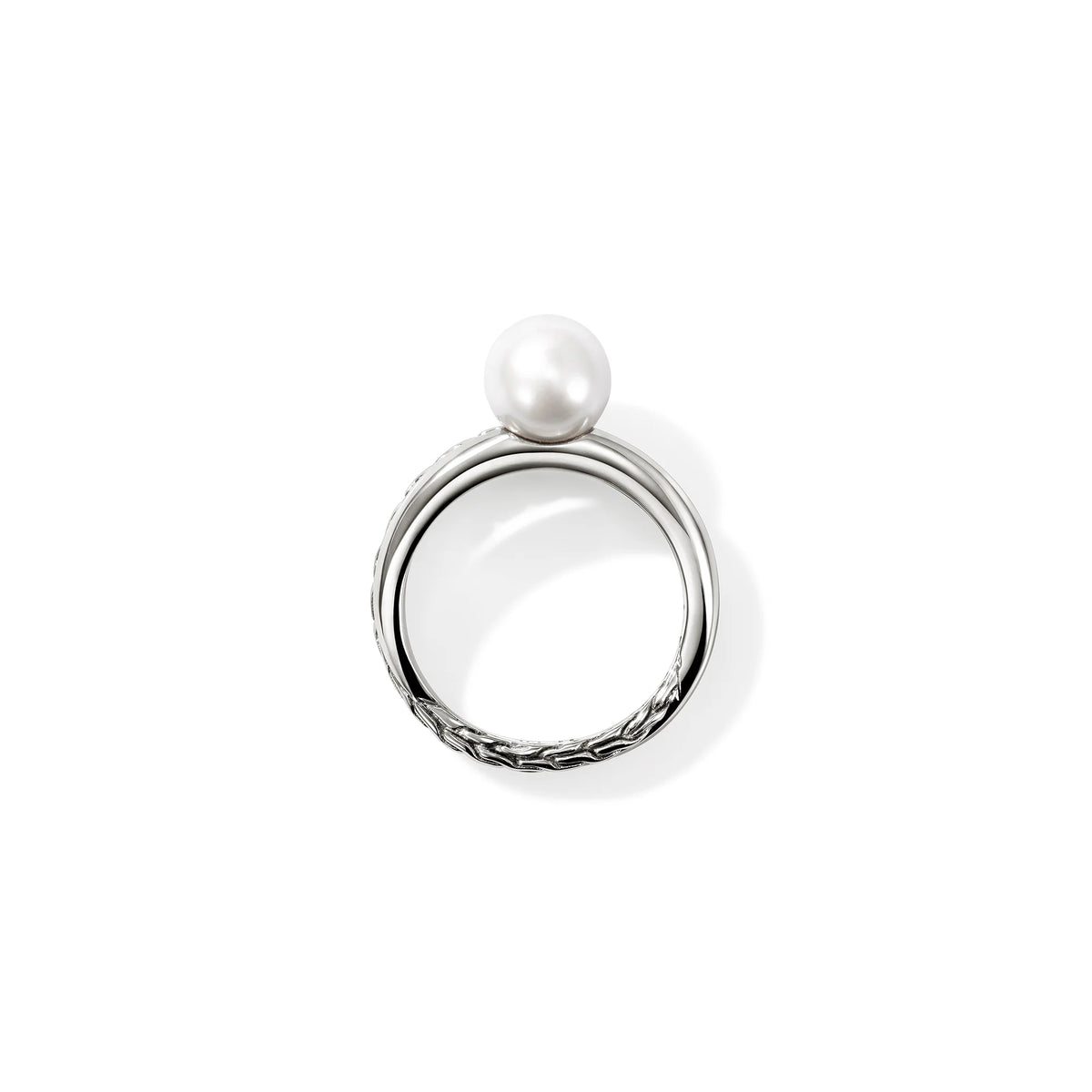 JOHN HARDY ESSENTIALS SILVER RING WITH 8-8.5MM CULTURED FRESH WATER PEARL, SIZE 7