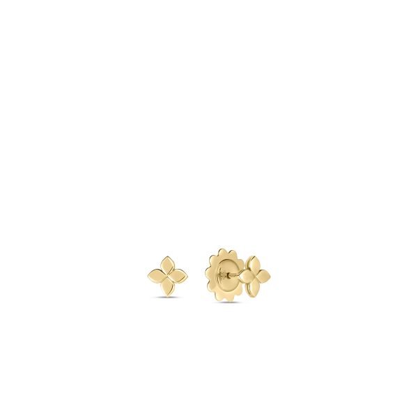 ROBERTO COIN 18K YELLOW GOLD LOVE IN VERONA SMALL FLOWER STUD EARRINGS