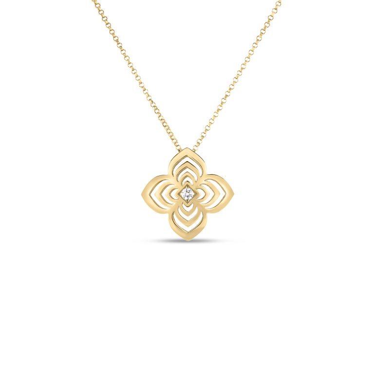 18K YELLOW GOLD PALAZZO DUCALE CARNEVALE LARGE DIAMOND FLOWER NECKLACE