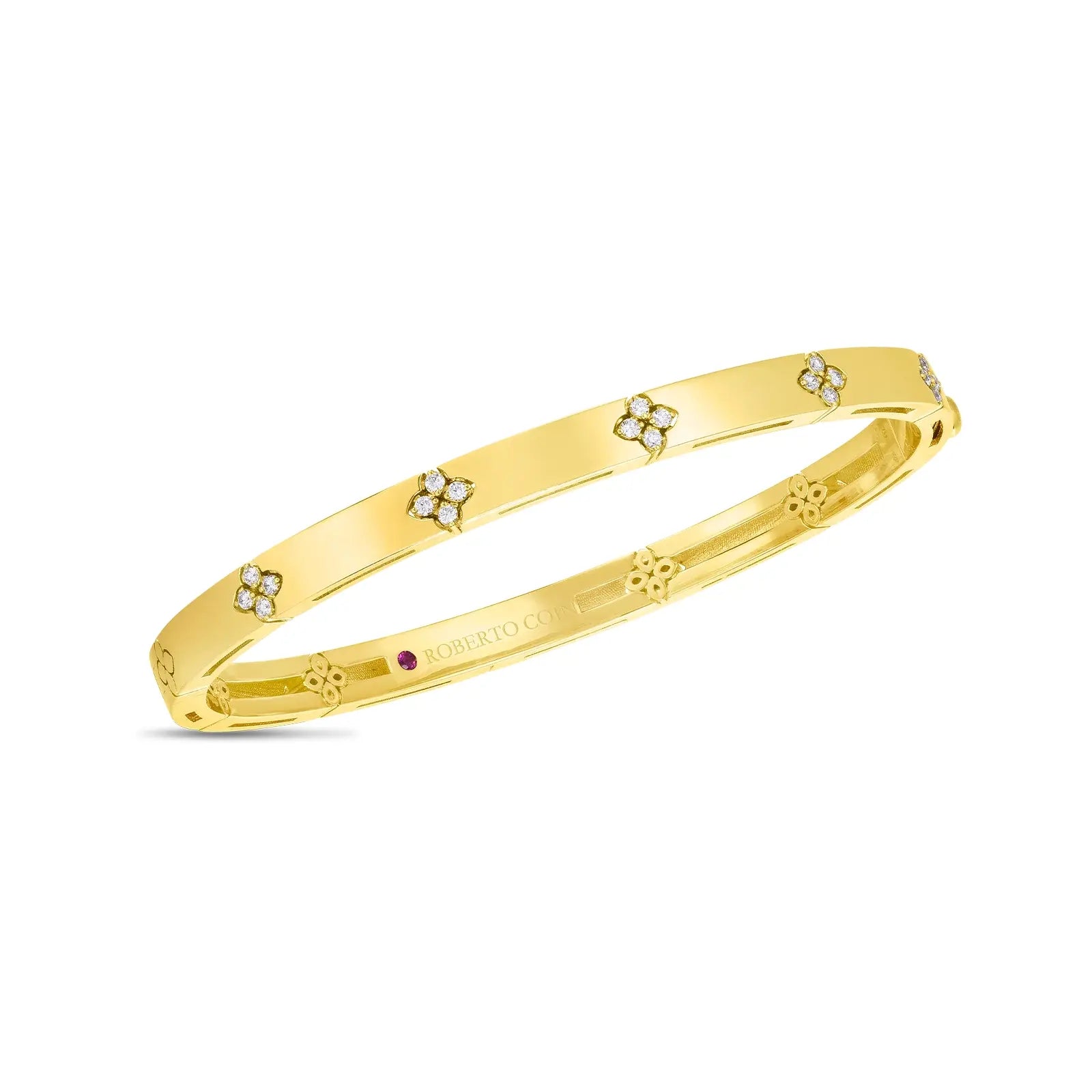 ROBERTO COIN LOVE IN VERONA 18K YELLOW GOLD DIAMOND ACCENT BANGLE 0.10CT TW GH/SI.