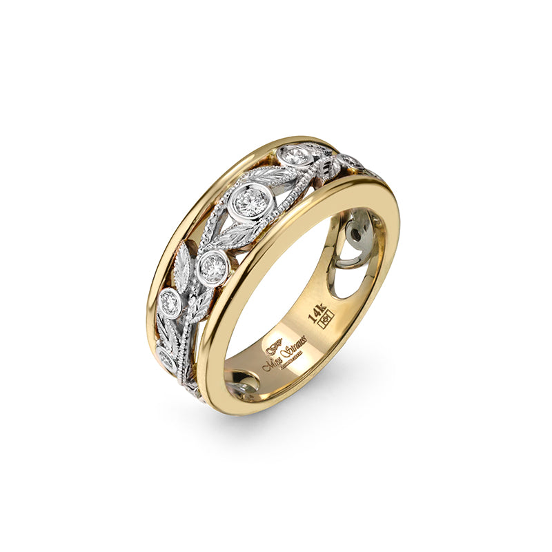 MAX STRAUSS 14K YELLOW AND WHITE GOLD SIGNATURE COLLECTION DIAMOND RING SET WITH NATURAL DIAMONDS 0.25 TW GH/SI