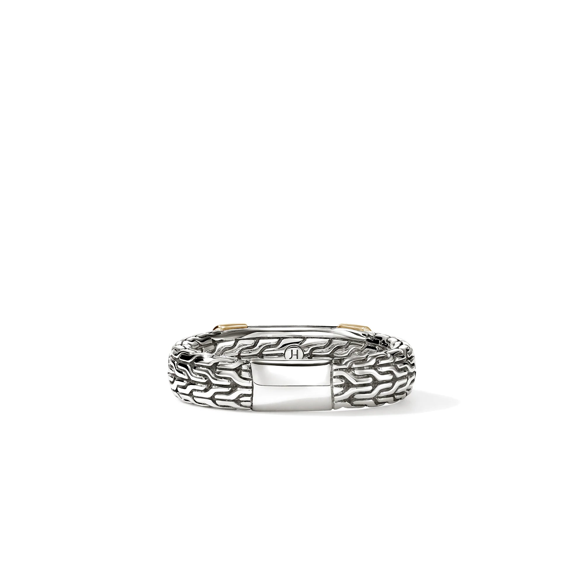 JOHN HARDY ESSENTIALS 14K YELLOW GOLD & SILVER DIAMOND PAVE (0.28CT) RING, SIZE 7