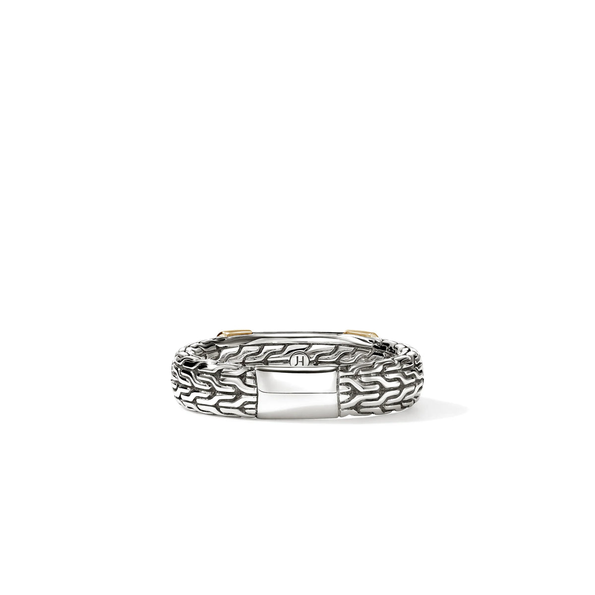 JOHN HARDY ESSENTIALS 14K YELLOW GOLD & SILVER DIAMOND PAVE (0.28CT) RING, SIZE 7