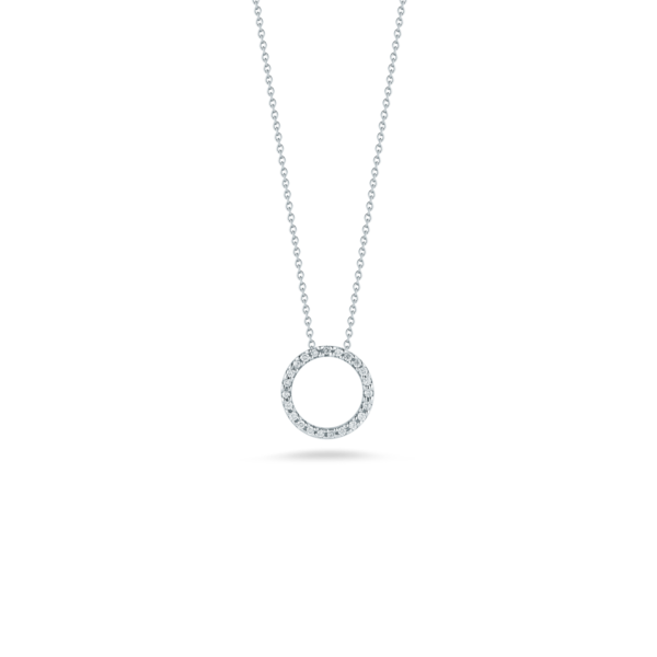 ROBERTO COIN 18K WHITE GOLD TINY TREASURES SMALL DIAMOND CIRCLE NECKLACE