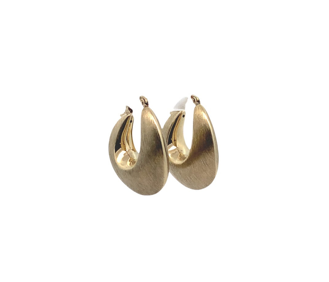 ESTATE COLLECTION: 14K YELLOW GOLD BRUSHED FINISH PUFFED HOOP EARRINGS - REPLACEMENT VALUE $2975.00