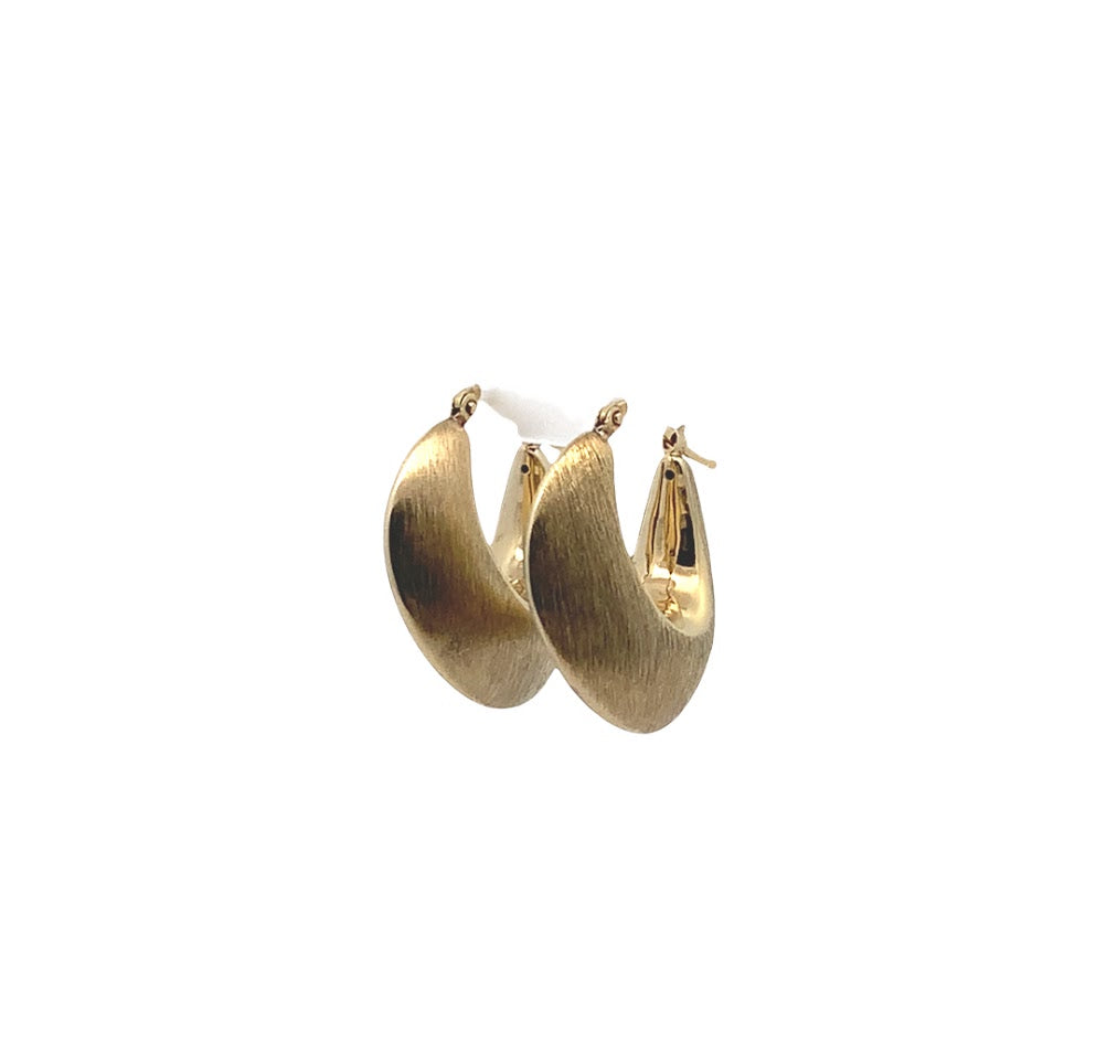 ESTATE COLLECTION: 14K YELLOW GOLD BRUSHED FINISH PUFFED HOOP EARRINGS - REPLACEMENT VALUE $2975.00