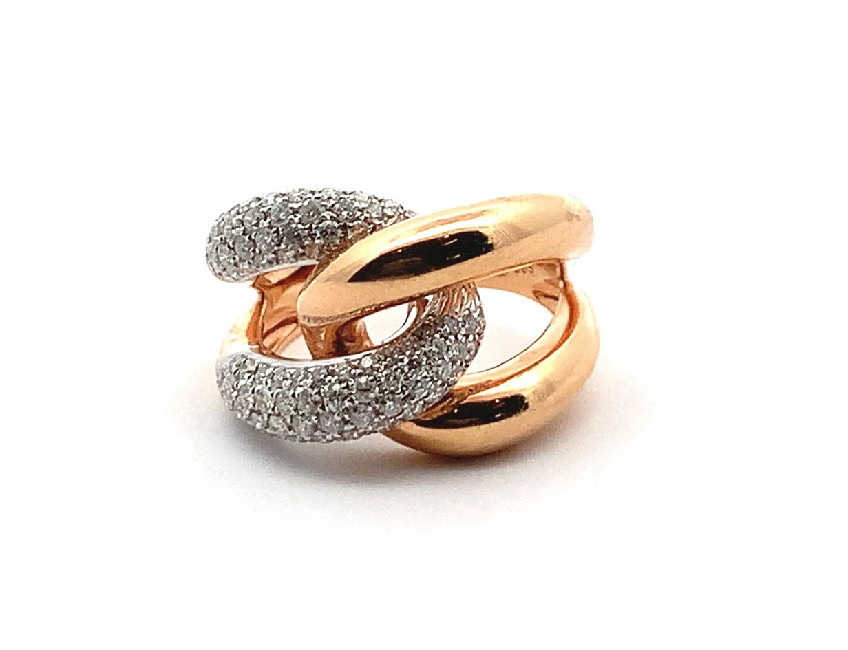 ESTATE COLLECTION: 14K ROSE GOLD KNOT STYLE RING SET WITH BRILLIANT PAVE DIAMONDS 0.75 CT - REPLACEMENT VALUE $5300.00