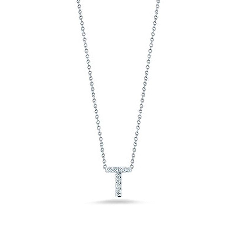 Roberto Coin 18K White Gold Tiny Treasures Diamond Letter 'T' Pendant