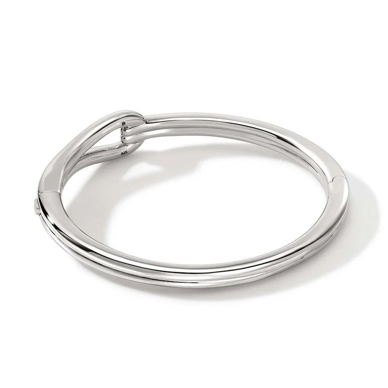 JOHN HARDY SURF SILVER 12.5MM HINGED BANGLE, SIZE SMALL