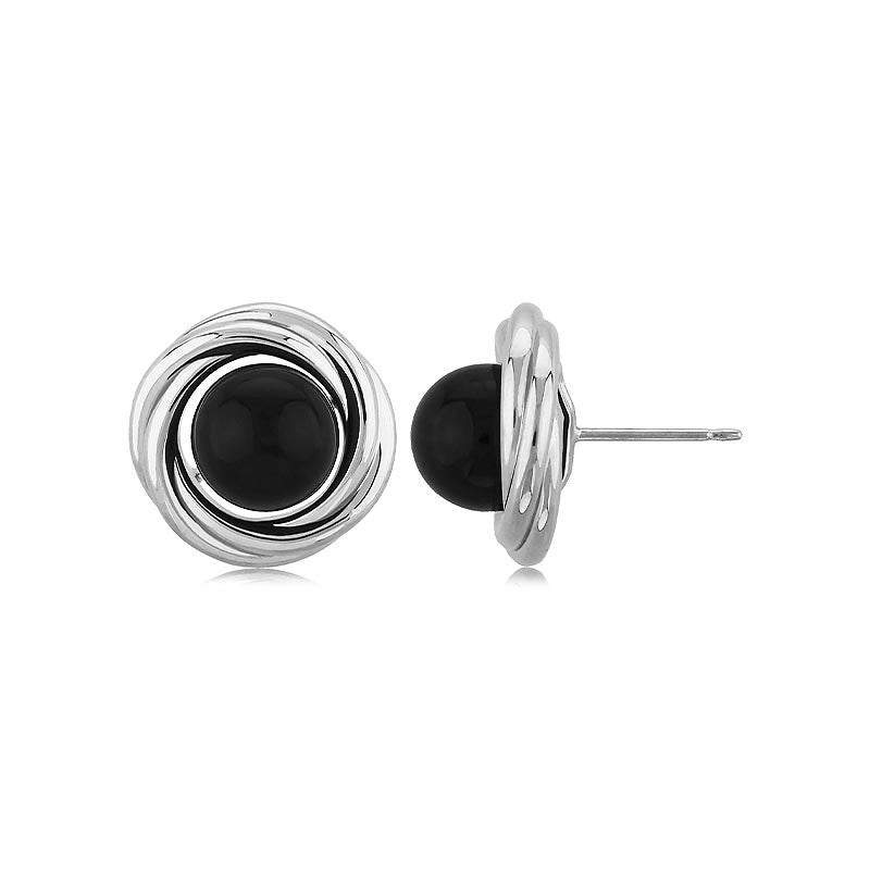 Carla Sterling Silver Large Knot Earrings with Black Onyx