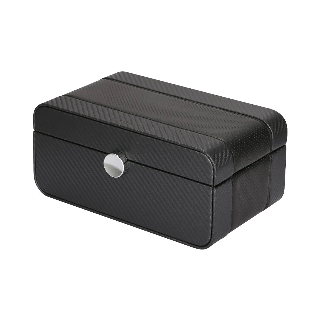 BENSON BLACK LEATHER WATCH CASE FOR 3 WATCHES WITH CARBON FIBER LEATHER