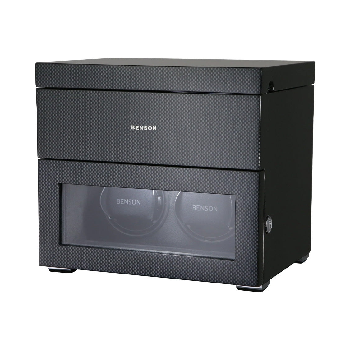 BENSON BLACK WATCHWINDER, CARBON FIBER FOR TWO WATCHES