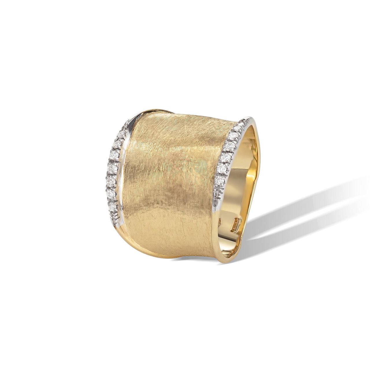 MARCO BICEGO 18K YELLOW GOLD LUNARIA LARGE DIAMOND BAND RING