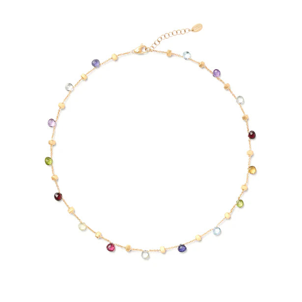 MARCO BICEGO 18K YELLOW GOLD PARADISE NECKLACE WITH MULTICOLOURED GEMSTONES