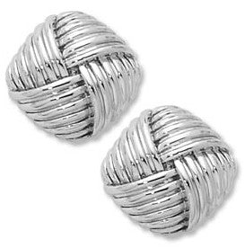 STERLING SILVER WOVEN SQUARE STUD EARRINGS