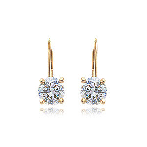 CARLA 14K YELLOW GOLD 6.5MM ROUND CRYSTAL DROP LEVERBACK DROPS