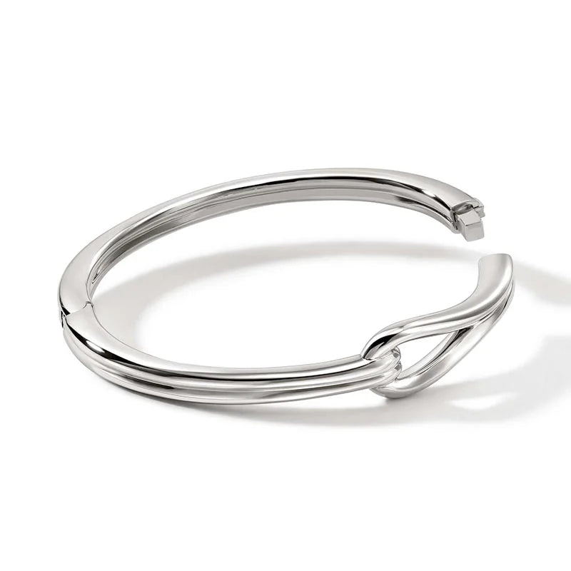 JOHN HARDY SURF SILVER 12.5MM HINGED BANGLE, SIZE SMALL