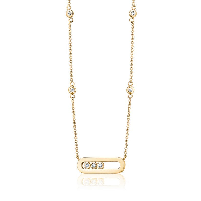 Yellow Gold Necklace with Sliding Diamond Pendant
