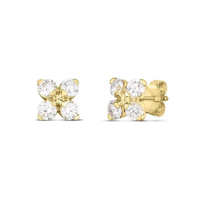 Roberto Coin 18K Yellow Gold Love In Verona Diamond Stud Earrings