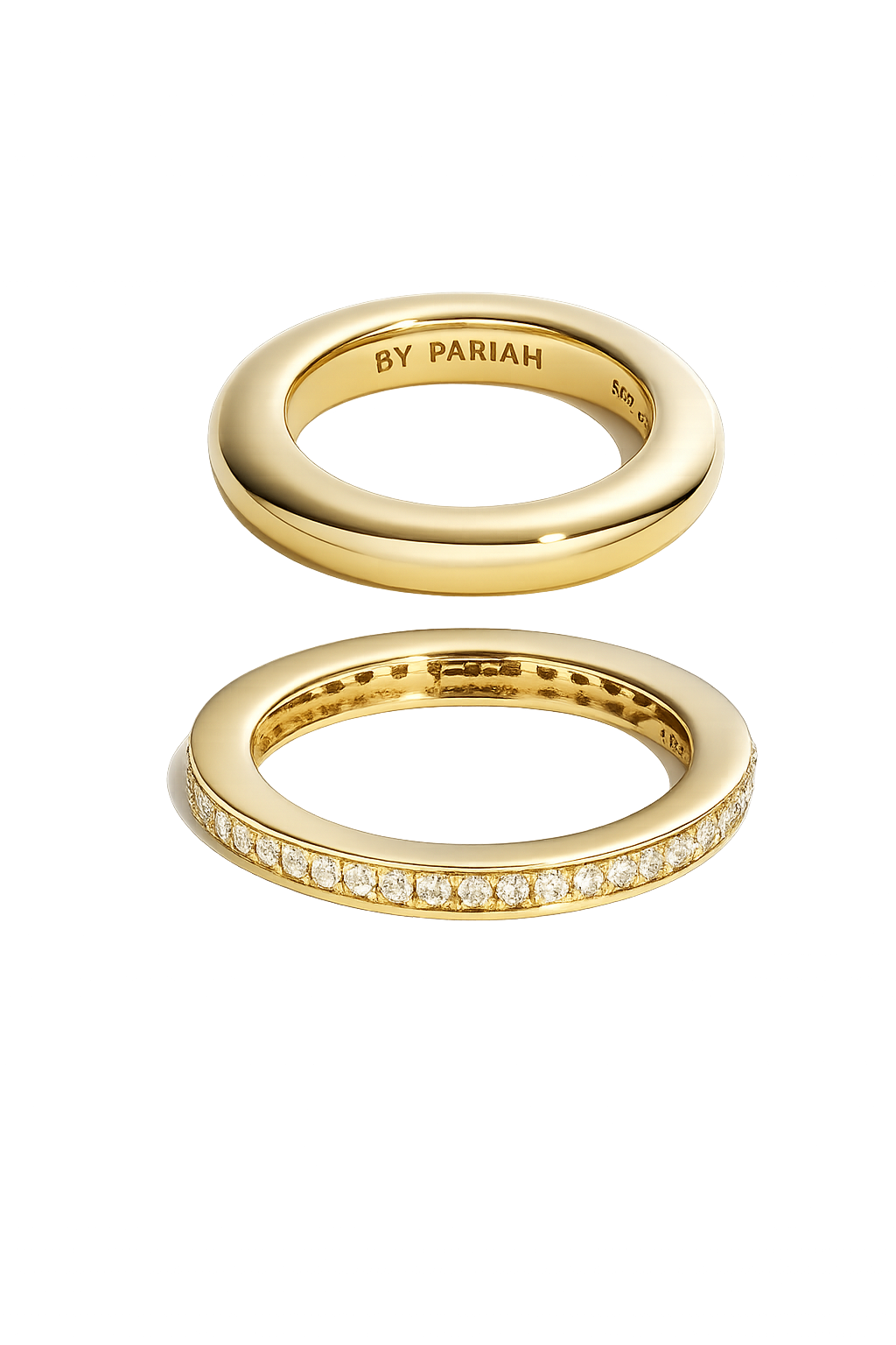 BY PARIAH CLASSIC RING STACK 14K RECYCLED YELLOW GOLD, NATURAL WHITE DIAMONDS 0.46 TW