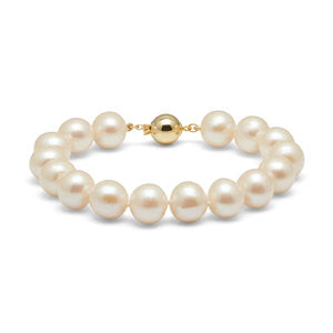 FRESHWATER PEARL BRACELET WITH PEARLS MEASURING 8-8.5MM WITH 14K YELLOW GOLD BALL CLASP