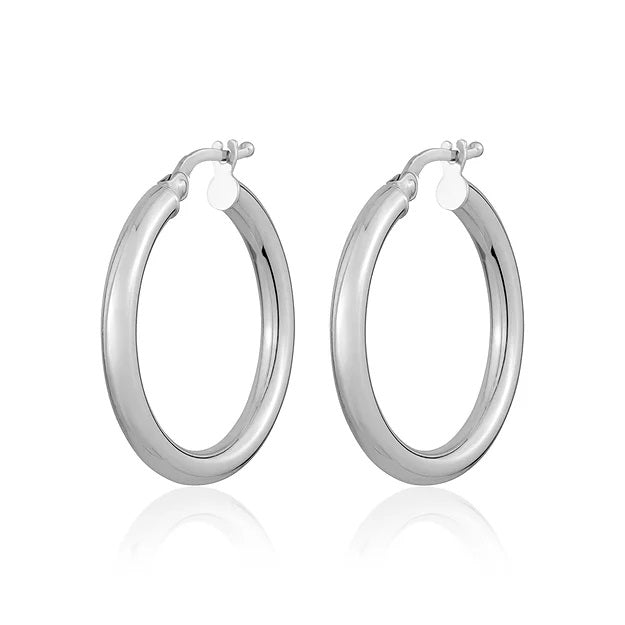14K WHITE ITALIAN GOLD 20MM HOOP EARRINGS