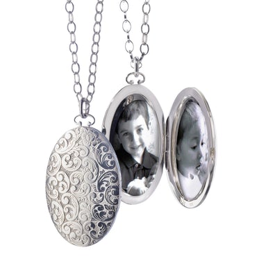 Oval Floral Patterned Locket, Large