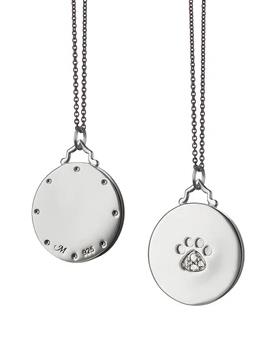 MONICA RICH KOSANN STERLING SILVER WHITE SAPPHIRE PAW PRINT DISC ON A 30 INCH CHAIN