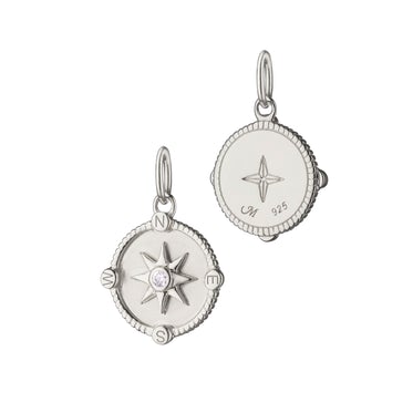 Miniature Compass White Sapphire Charm