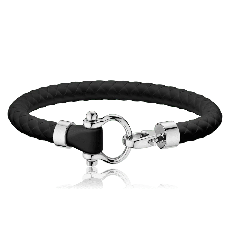 OMEGA BLACK RUBBER SAILING BRACELET WITH STAINLESS STEEL CLASP