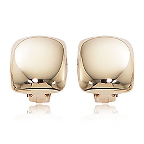 CARLA 14K YELLOW GOLD SQUARE DOME CLIP ON EARRINGS