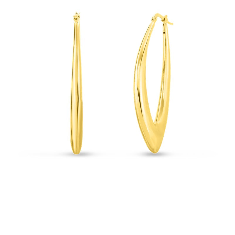 Roberto Coin 18K Yellow Designer Gold Graduated Marquis Shaped Hoop Earrings