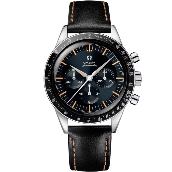 OMEGA SPEEDMASTER FIRST OMEGA IN SPACE, 39.7MM, STEEL ON LEATHER STRAP