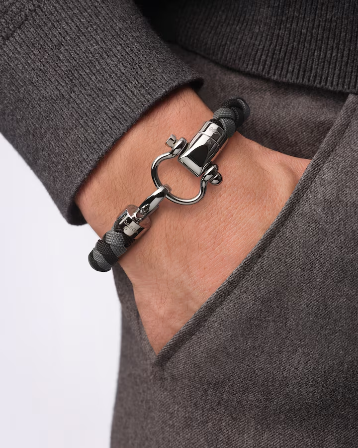 OMEGA SAILING DARK GRAY AND BLACK NYLON BRACELET WITH STAINLESS STEEL CLASP
