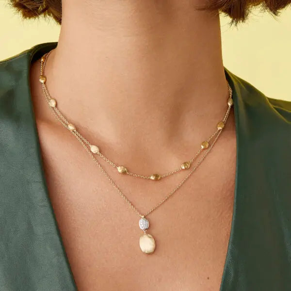 MARCO BICEGO 18K YELLOW GOLD SIVIGLIA PENDANT CHAIN NECKLACE WITH DIAMONDS