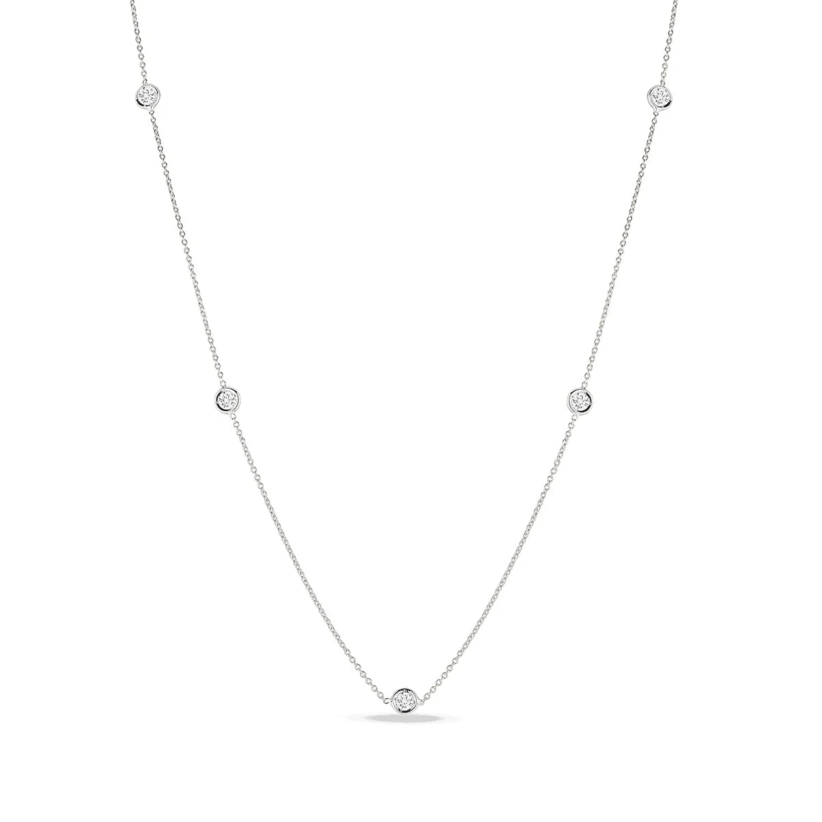 Roberto Coin Diamonds By The Inch 18K White Gold Five Station Necklace