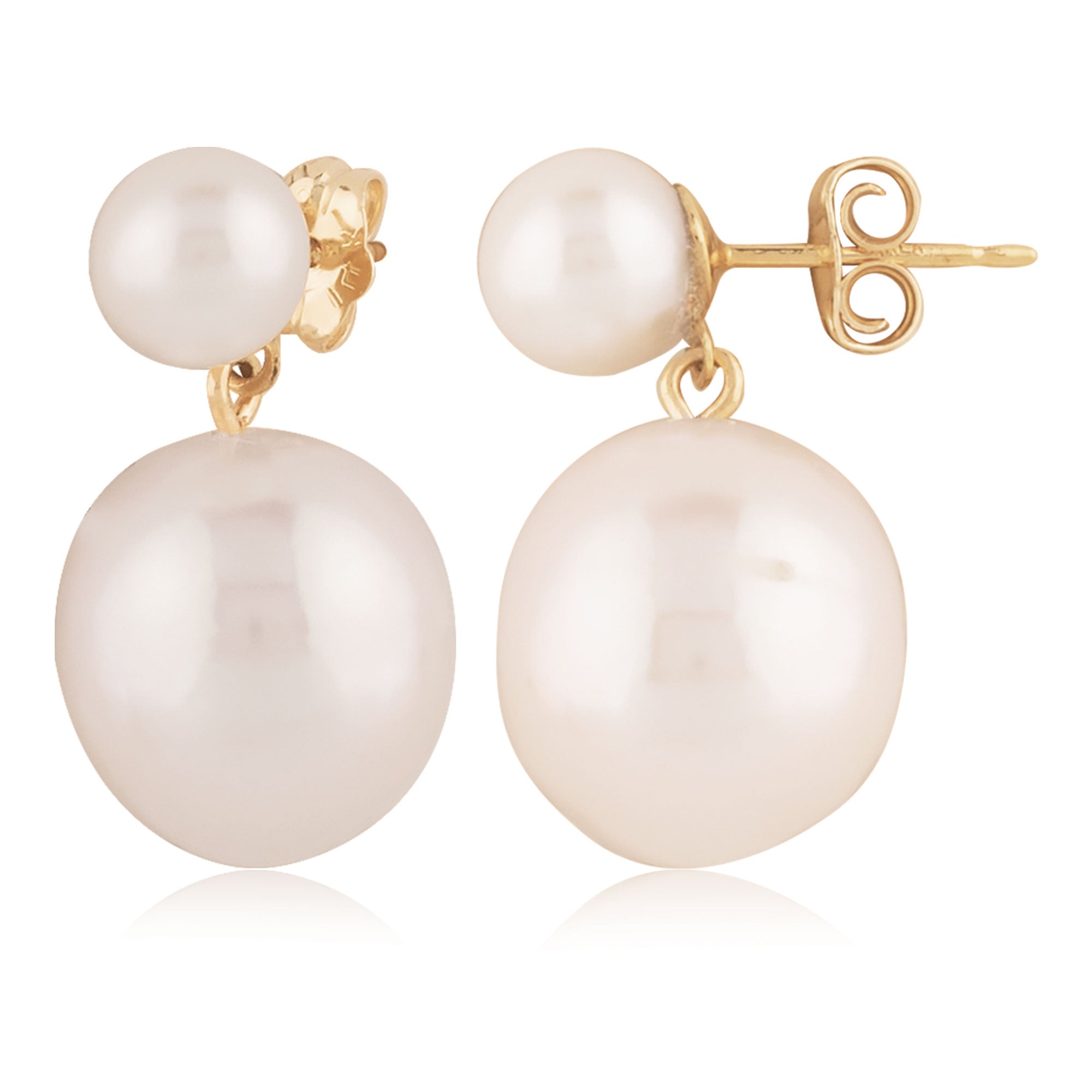 CARLA 14K YELLOW GOLD WHITE PEARL BAROQUE DROP EARRINGS