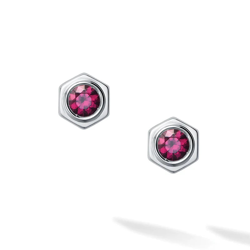 Birks Bee Chic Rhodolite and Silver Stud Earrings