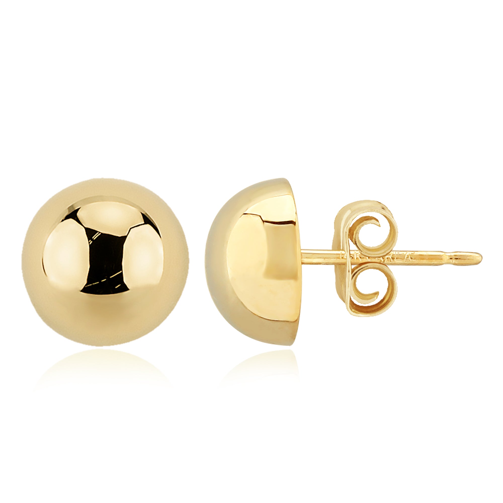 Carla 14K Yellow Gold High Polished Domed Button Earrings - 8MM