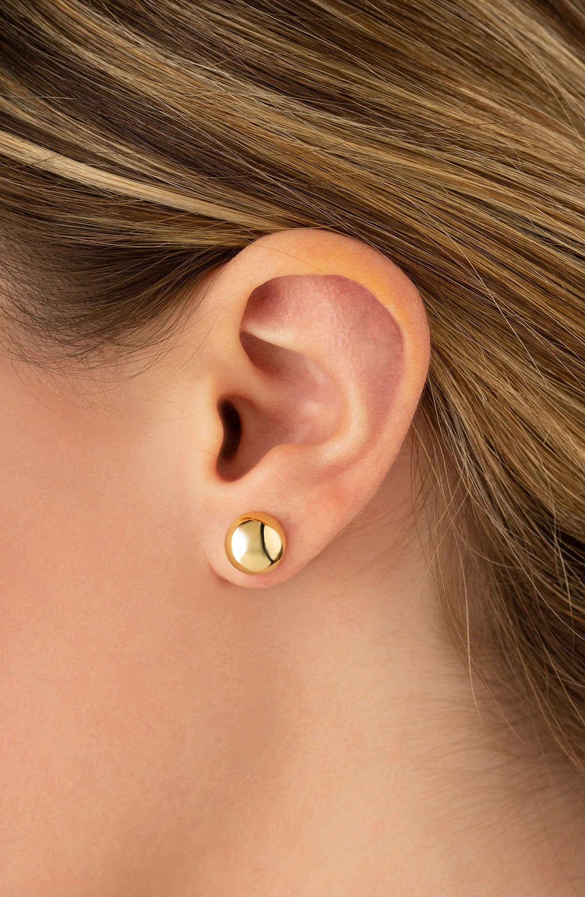 CARLA 14K YELLOW GOLD 10MM POLISHED BUTTON STUD EARRINGS