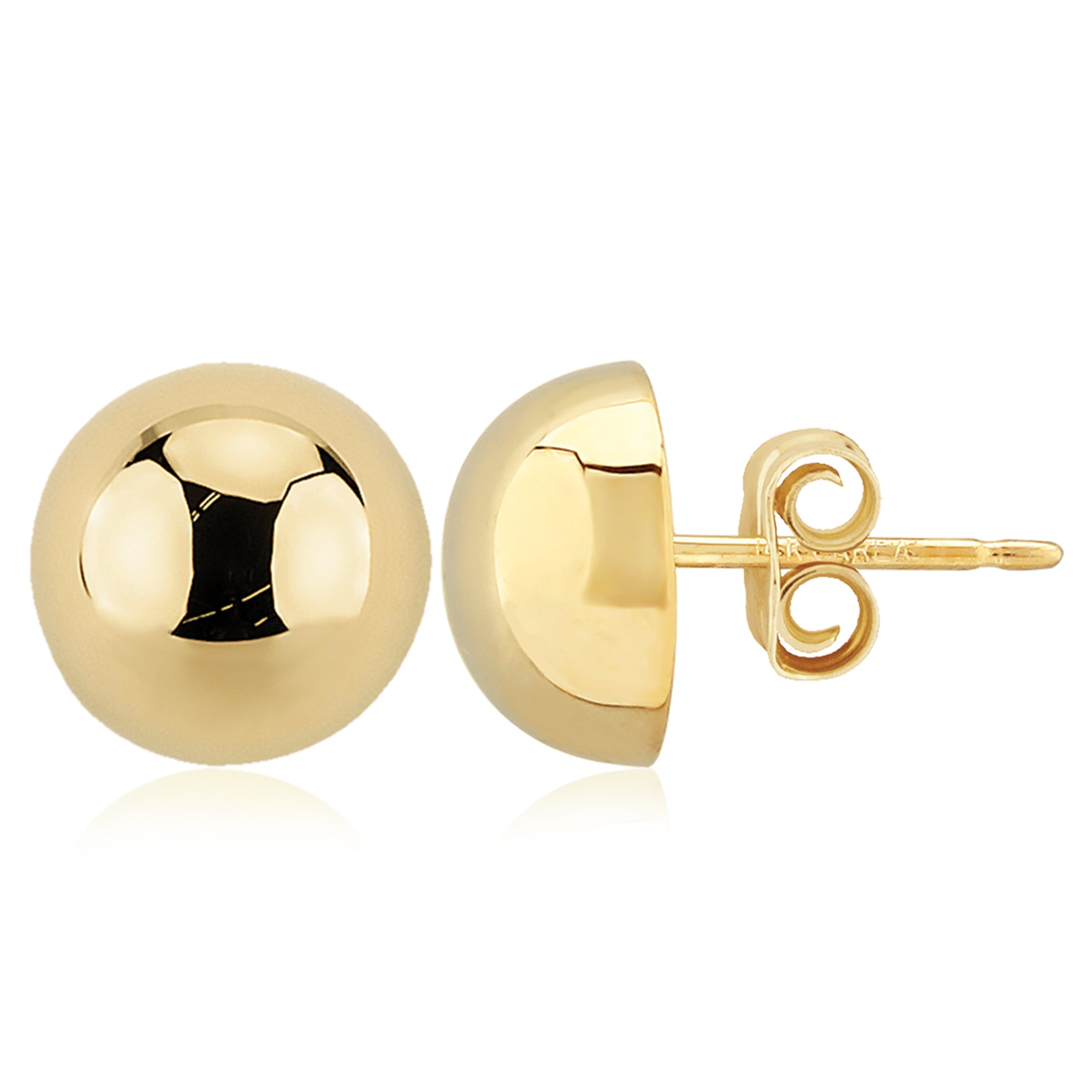 CARLA 14K YELLOW GOLD 10MM POLISHED BUTTON STUD EARRINGS