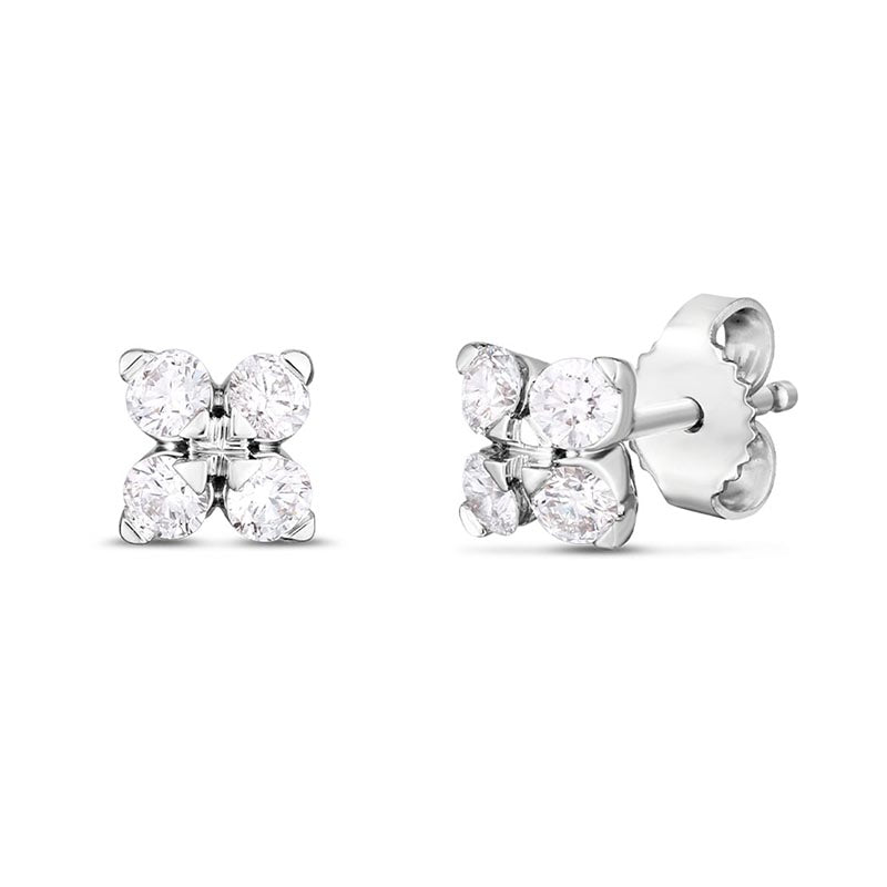 Roberto Coin Love in Verona Flower Stud Earrings in White Gold