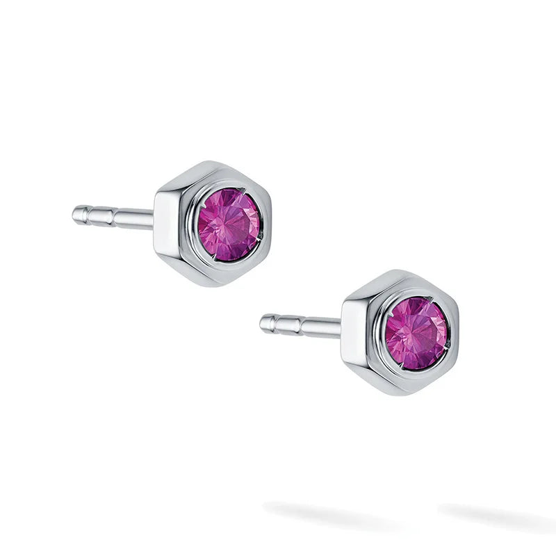 Birks Bee Chic Pink Tourmaline and Silver Stud Earrings