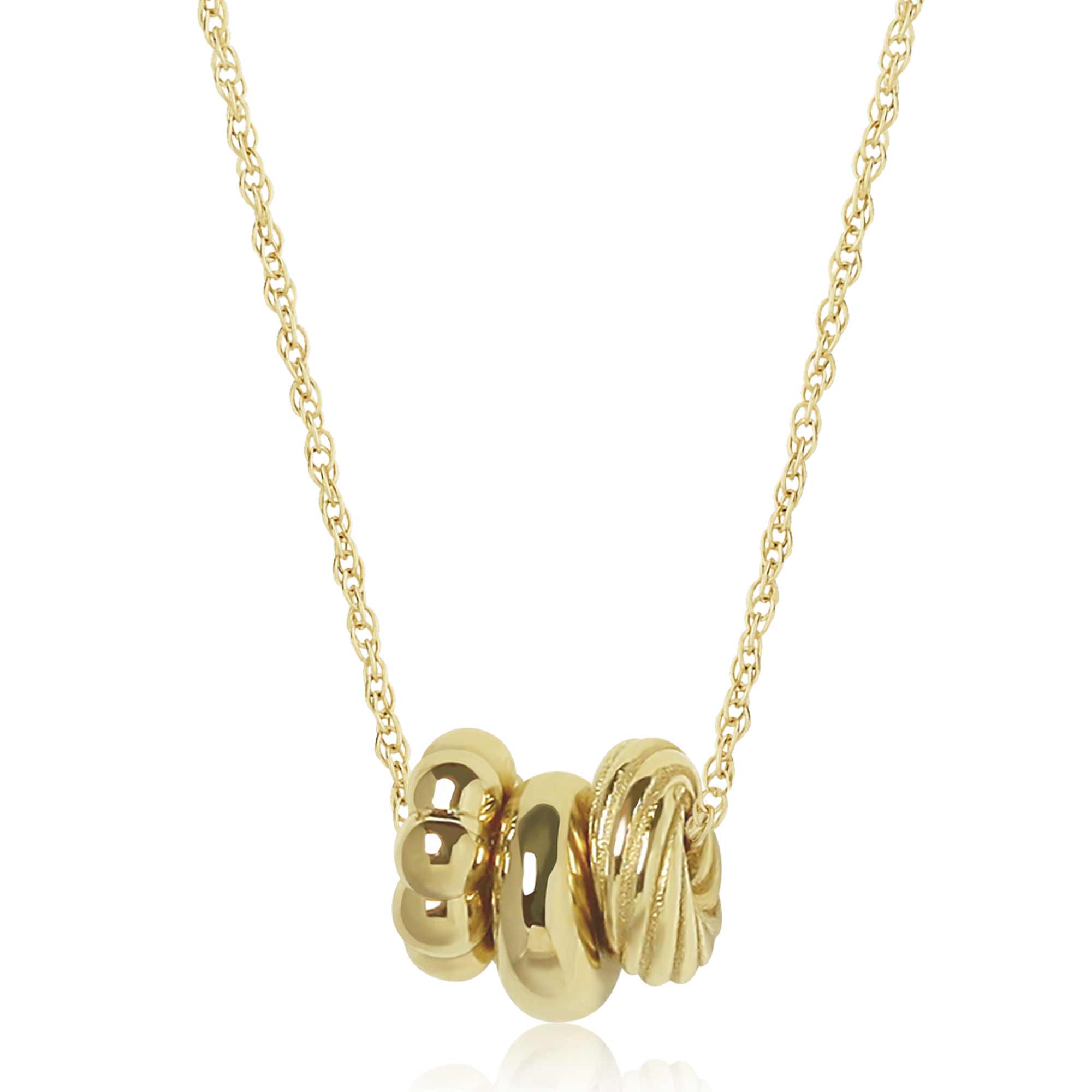CARLA 14K YELLOW GOLD 3-3X8MM RONDELLES WITH 6R-16" CHAIN