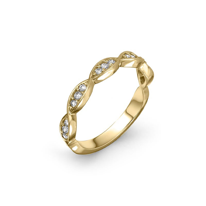 Max Strauss 14K Yellow Gold Wedding Ring with Diamonds (GH/SI) Measuring 0.18 Total Carat Weight