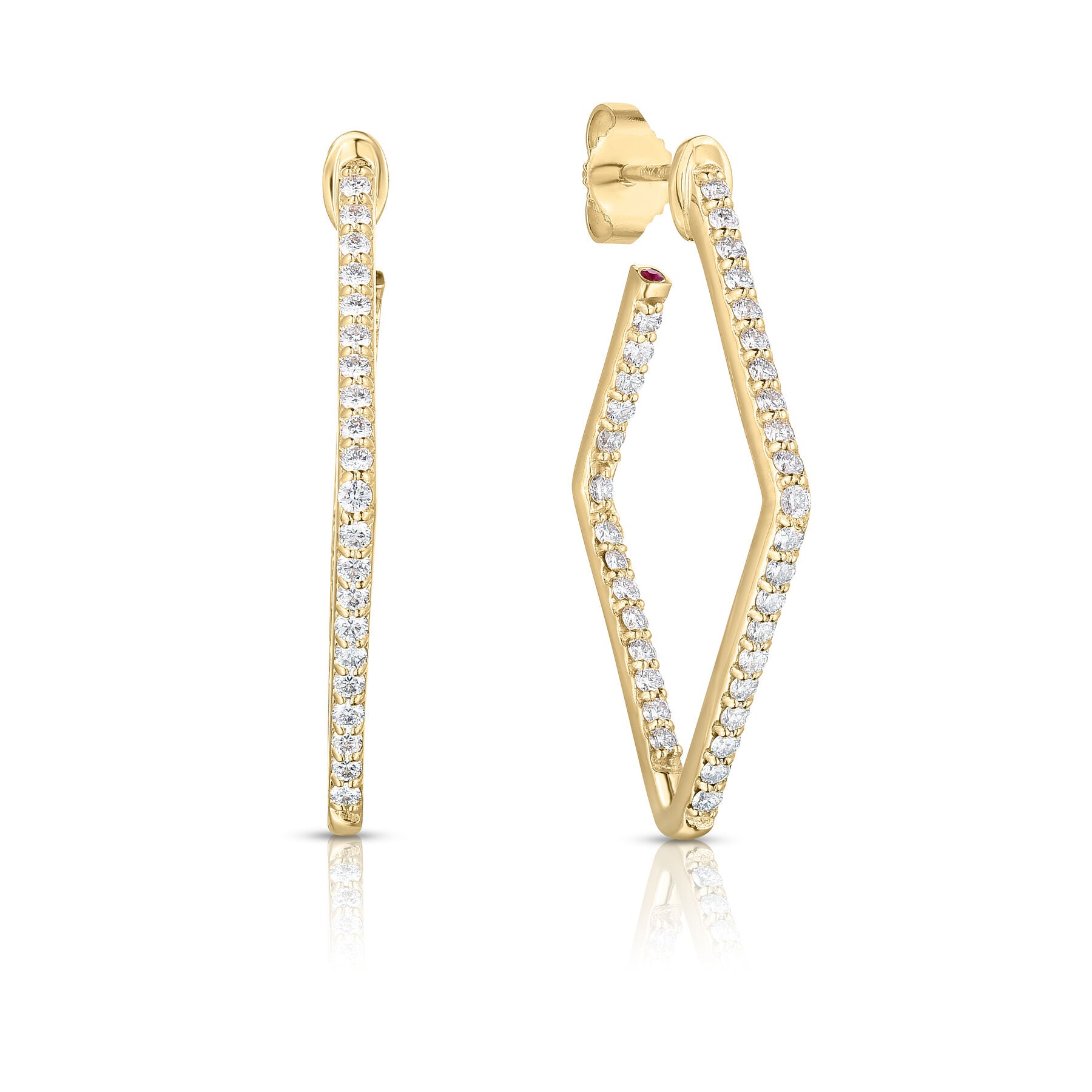ROBERTO COIN 18K YELLOW GOLD THE PERFECT DIAMOND HOOP SMALL GEOMETRIC EARRINGS