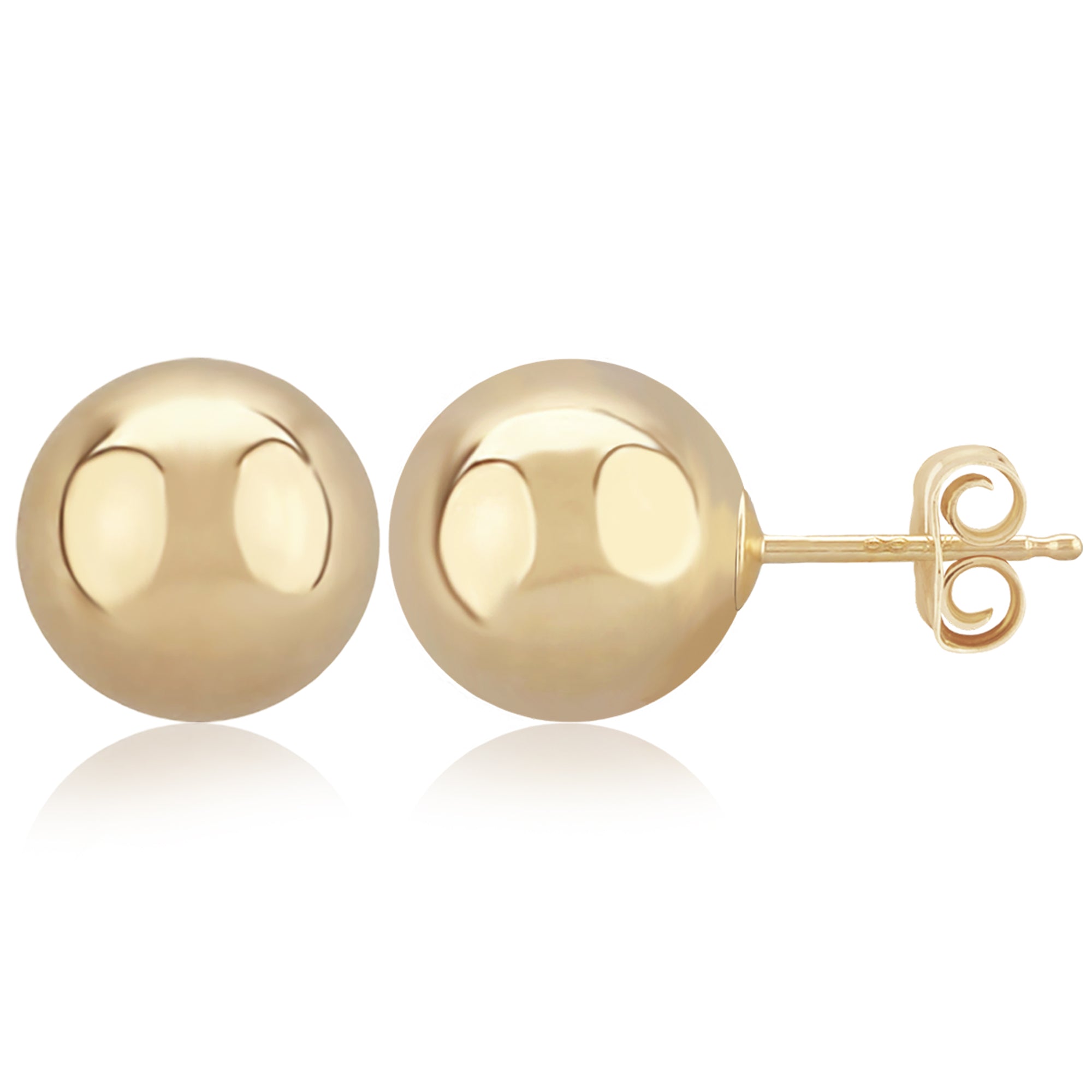 CARLA 14K YELLOW GOLD HIGH POLISH 10MM BALL STUD EARRINGS