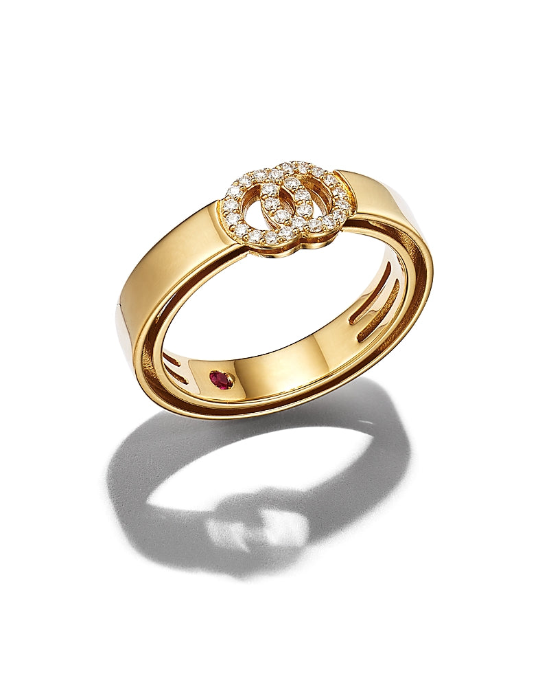 Roberto Coin18K Yellow Gold Double O Diamond Ring 150th Anniversary Exclusive