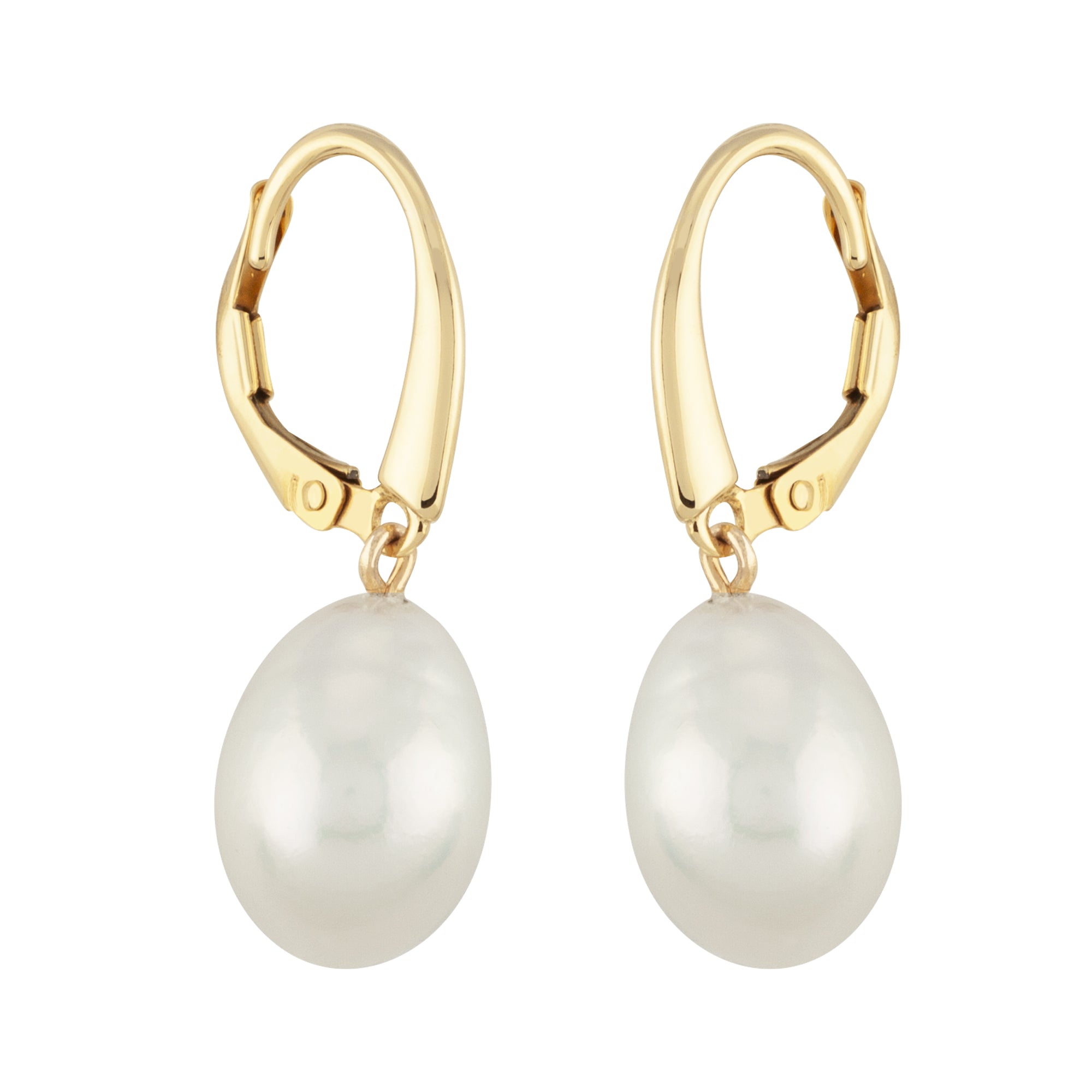 CARLA 14K YELLOW GOLD BAROQUE LEVER BACK DROP EARRINGS