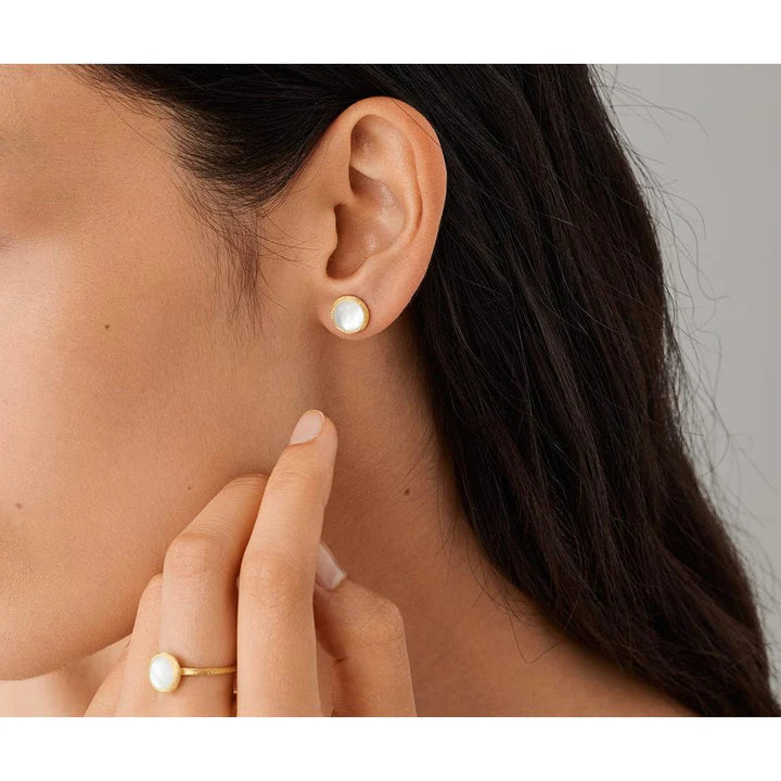 MARCO BICEGO 18K YELLOW GOLD JAIPUR MOTHER OF PEARL PETITE STUDS